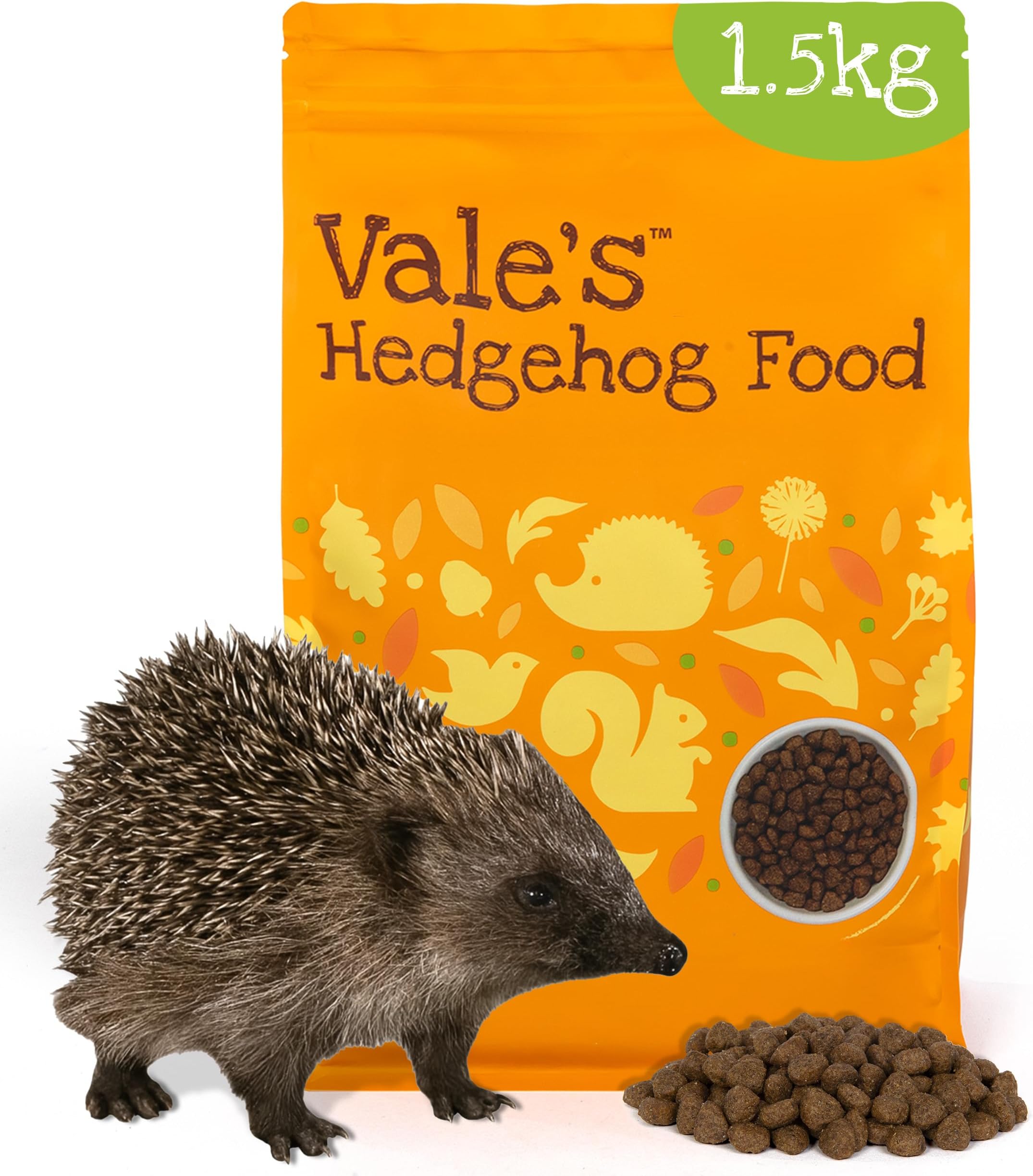Vale’s™ Hedgehog Food – specially developed – used daily at Vale Wildlife Hospital – meaty, crunchy biscuits, high in fibre – suitable and nutritious – ideal addition to their natural diet (1.5kg)