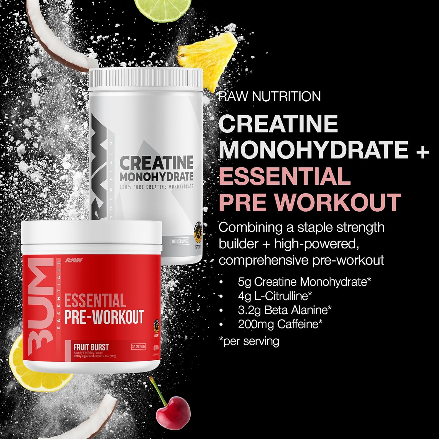Raw Nutrition Creatine Monohydrate &Amp; Fruit Burst Pre-Workout...