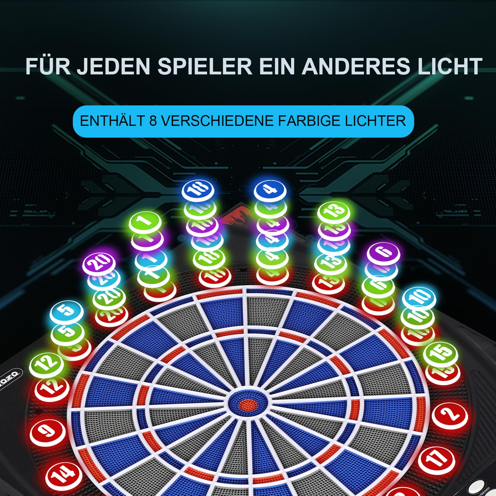 Elektronische Dartscheibe, elektrische Dartscheibe für Erwachsene, Zwei Lautsprecher mit automatischer Sprachansage, High-Definition-LCD-Display, inklusive 12 Soft-Tip-Darts