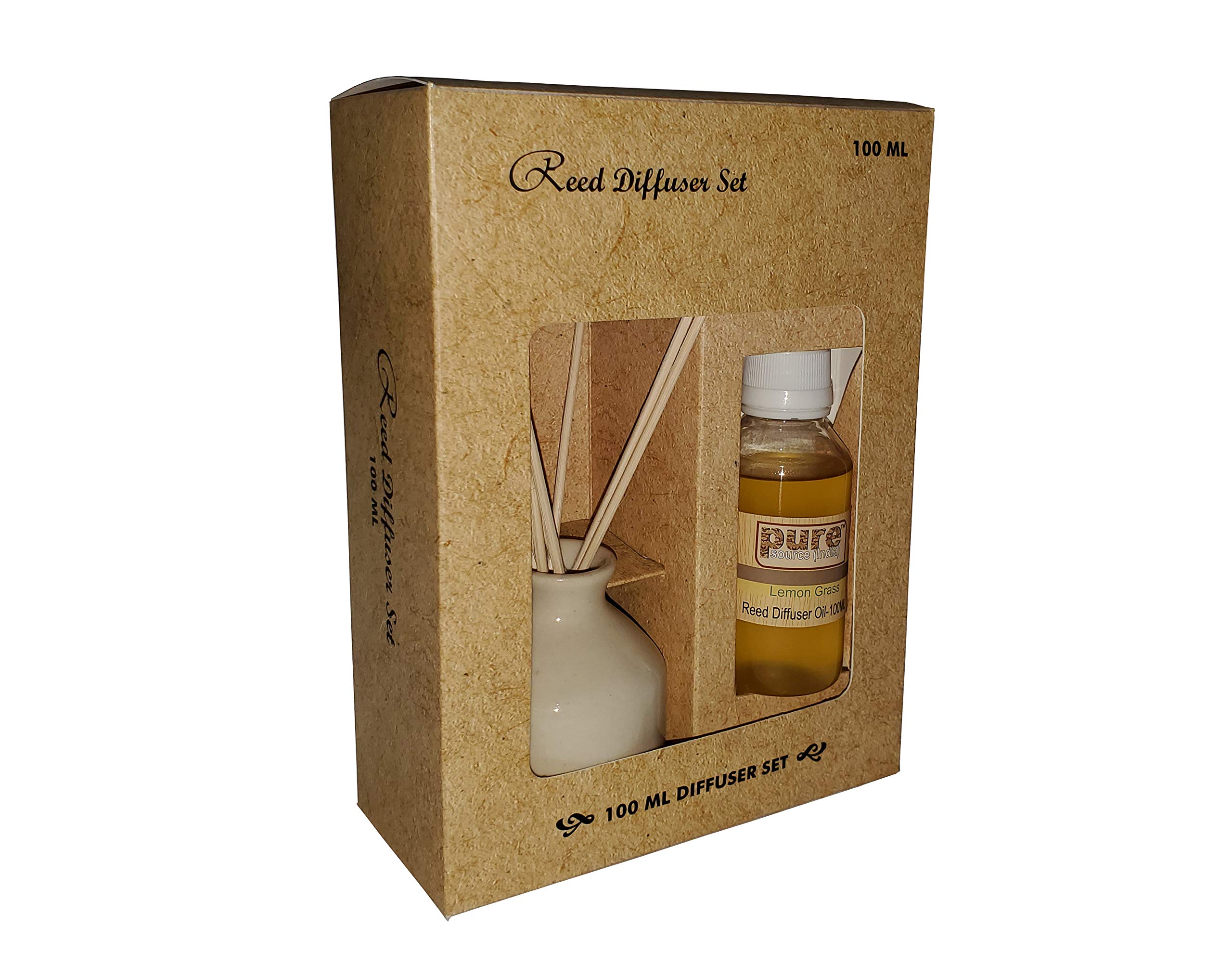 Pure Source India Reed Diffuser Set, Lemon Grass Gift Pack