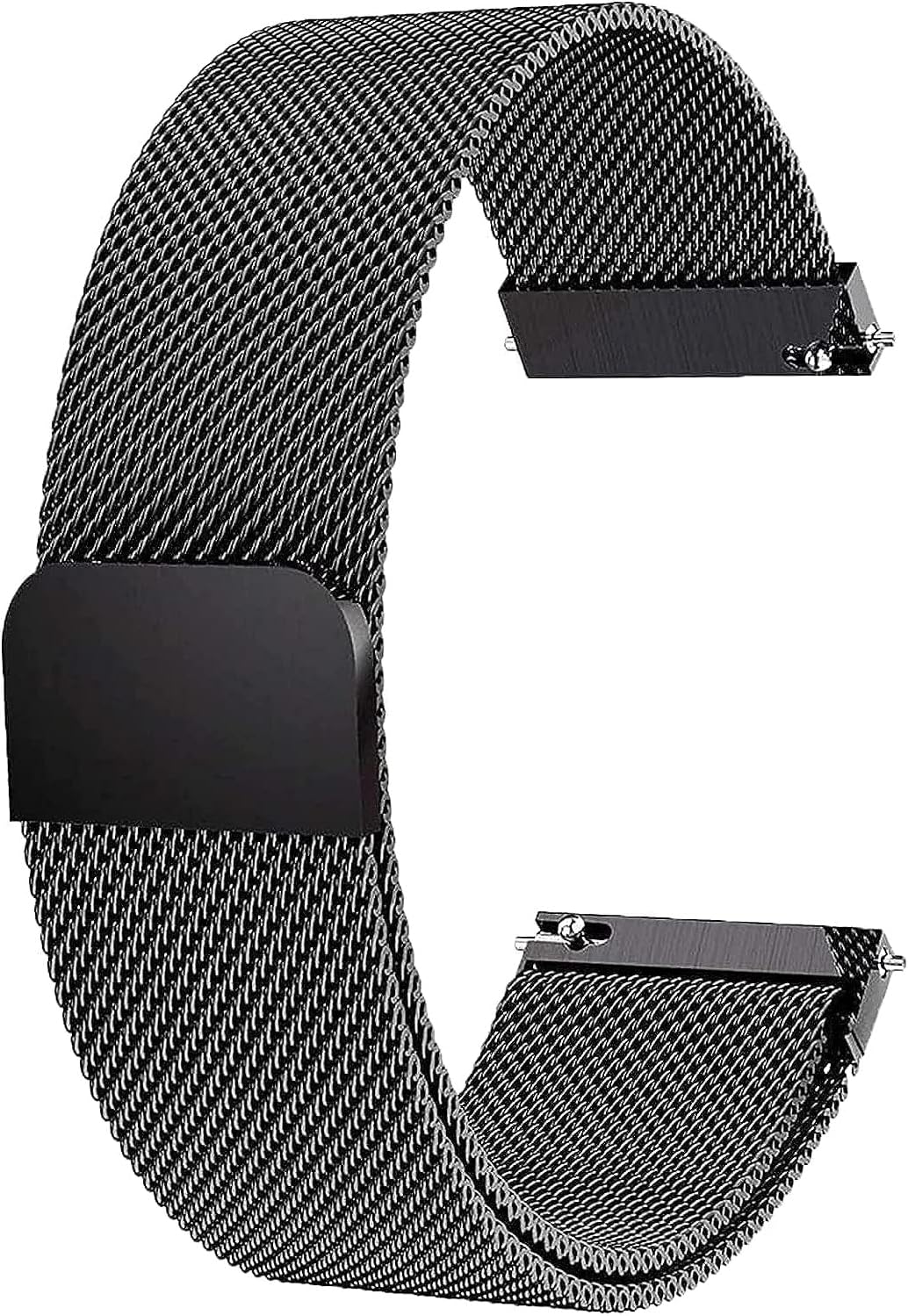 INEFABLE 19mm Stainless Steel Chain Watch Strap with Magnetic Buckle for Noise Colorfit Pro 2, Boat Storm Smart Watch and Watches with 19mm Lugs - Pack of 1 (Black)