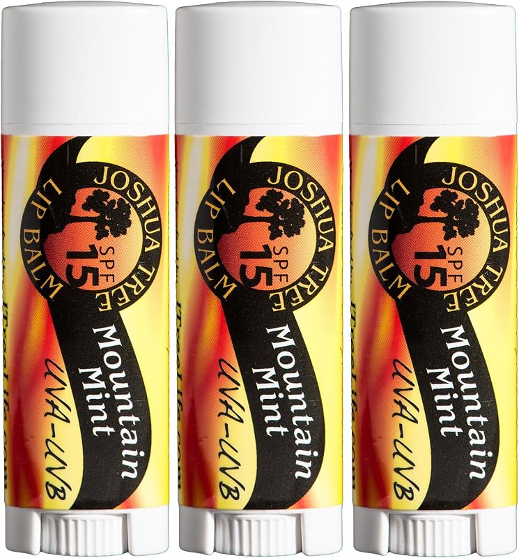 Bálsamo labial JOSHUA TREE Mountain Mint com SPF 15, Pacote com 3
