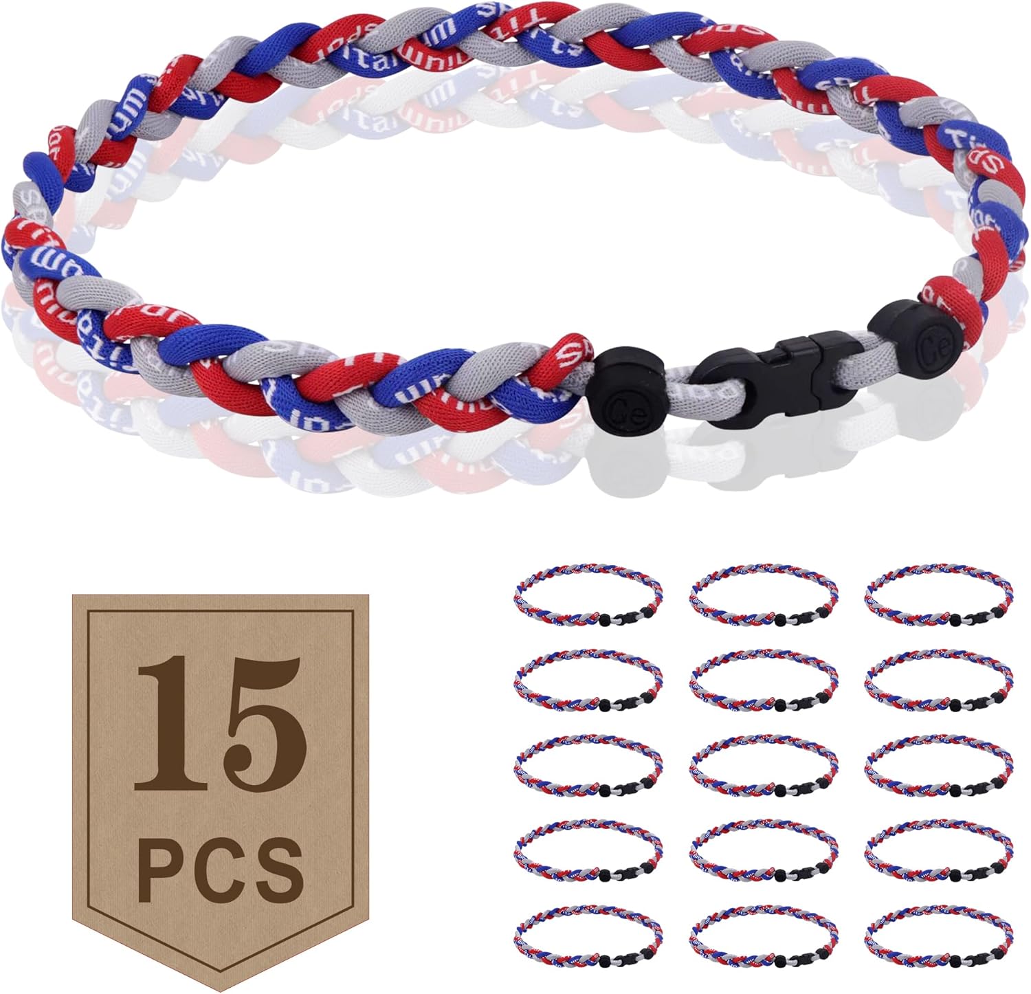 15-Pack Baseball Necklaces for Boys, 18 Inch Braided Baseball Necklace with Ideal Team Gifts & Baseball Party Favors, Multi-Color Sport Rope Necklace