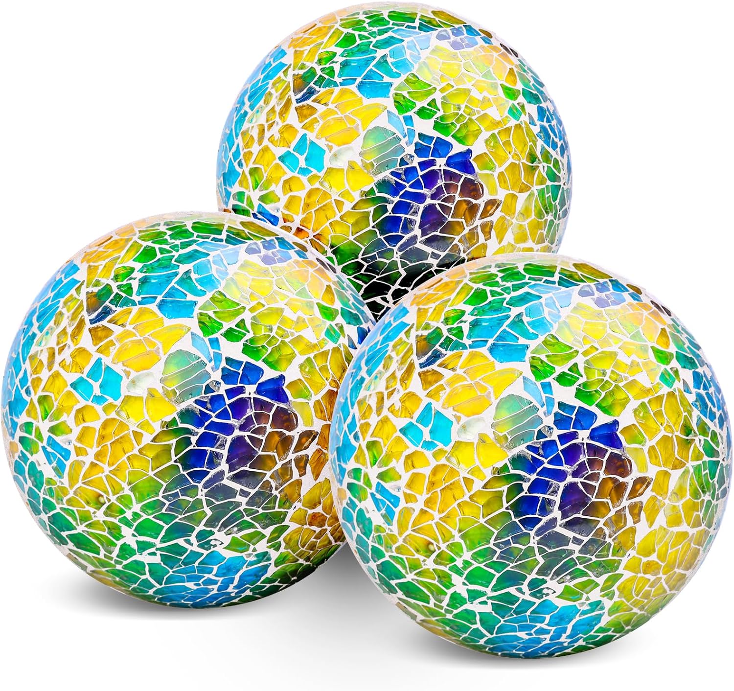 DomeStar 3PCS Decorative Balls for Bowls, 3 Inch Dark Blue Orbs Glass Balls for Centerpiece Bowls Mosaic Sphere for Home Decoration Dining Table
