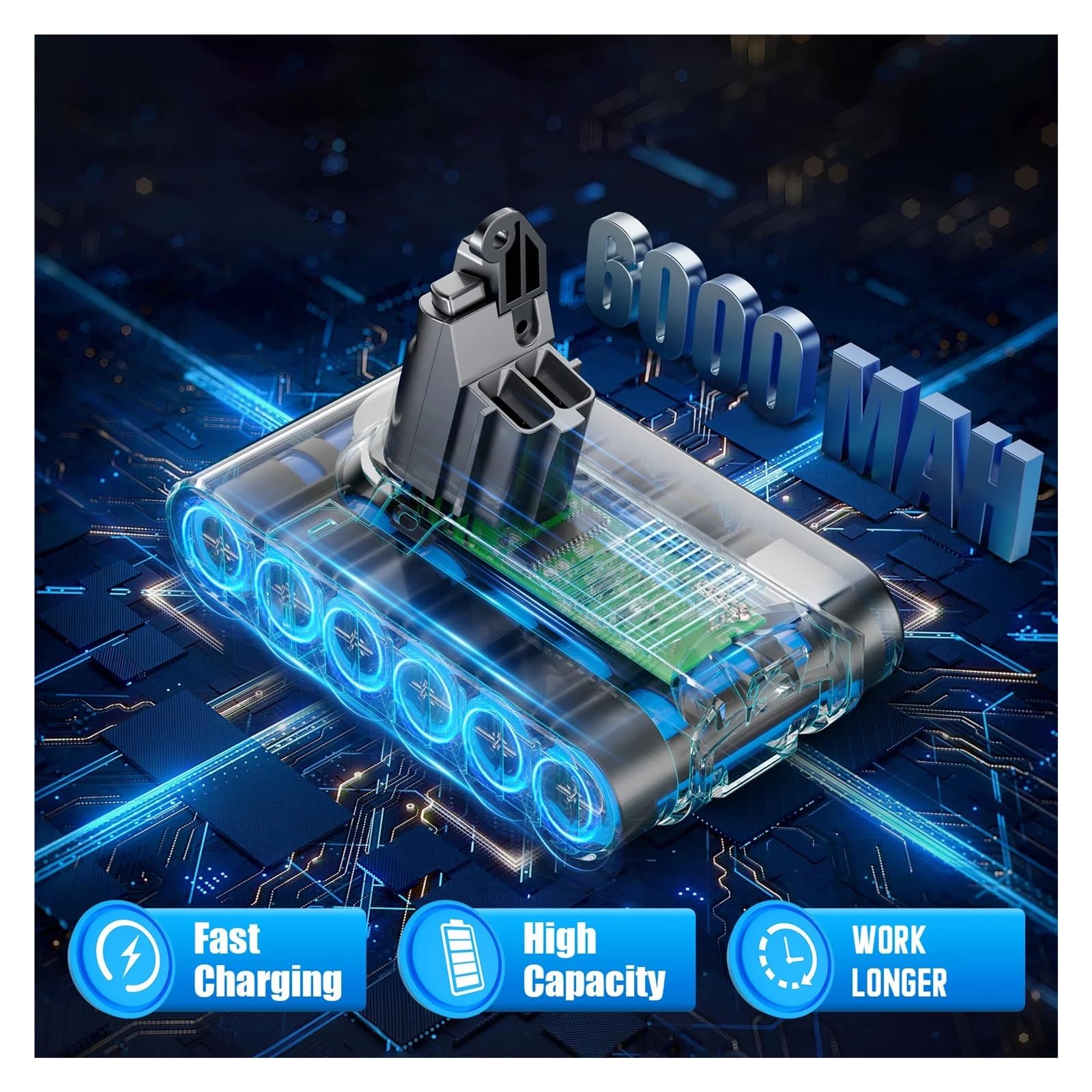 Batteria sostitutiva for aspirapolvere senza fili, compatibile con Dyson,