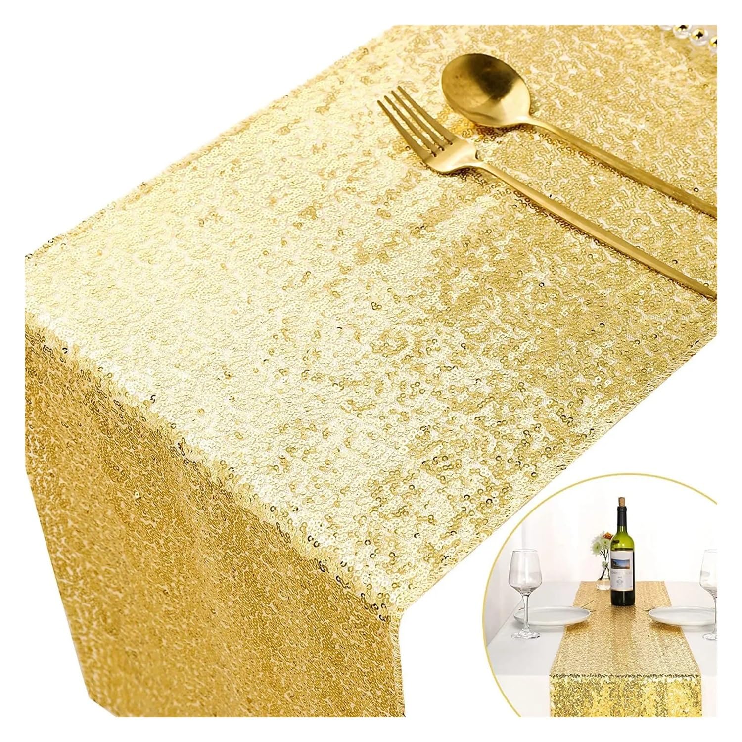 10 Stück Hochzeit Tischläufer Gold Pailletten Transparent Chiffon Vintage Weihnachten Esszimmer Geburtstagsfeier (Himmelblau, 10 Stück 30 x 275 cm)