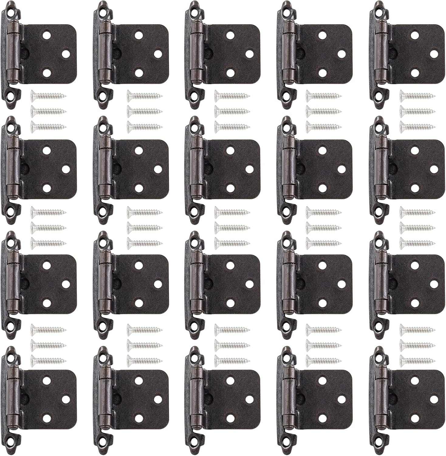 1/2 Inch Overlay Hinges,20 Pcs10 Pairs Satin Chrome Hinges with