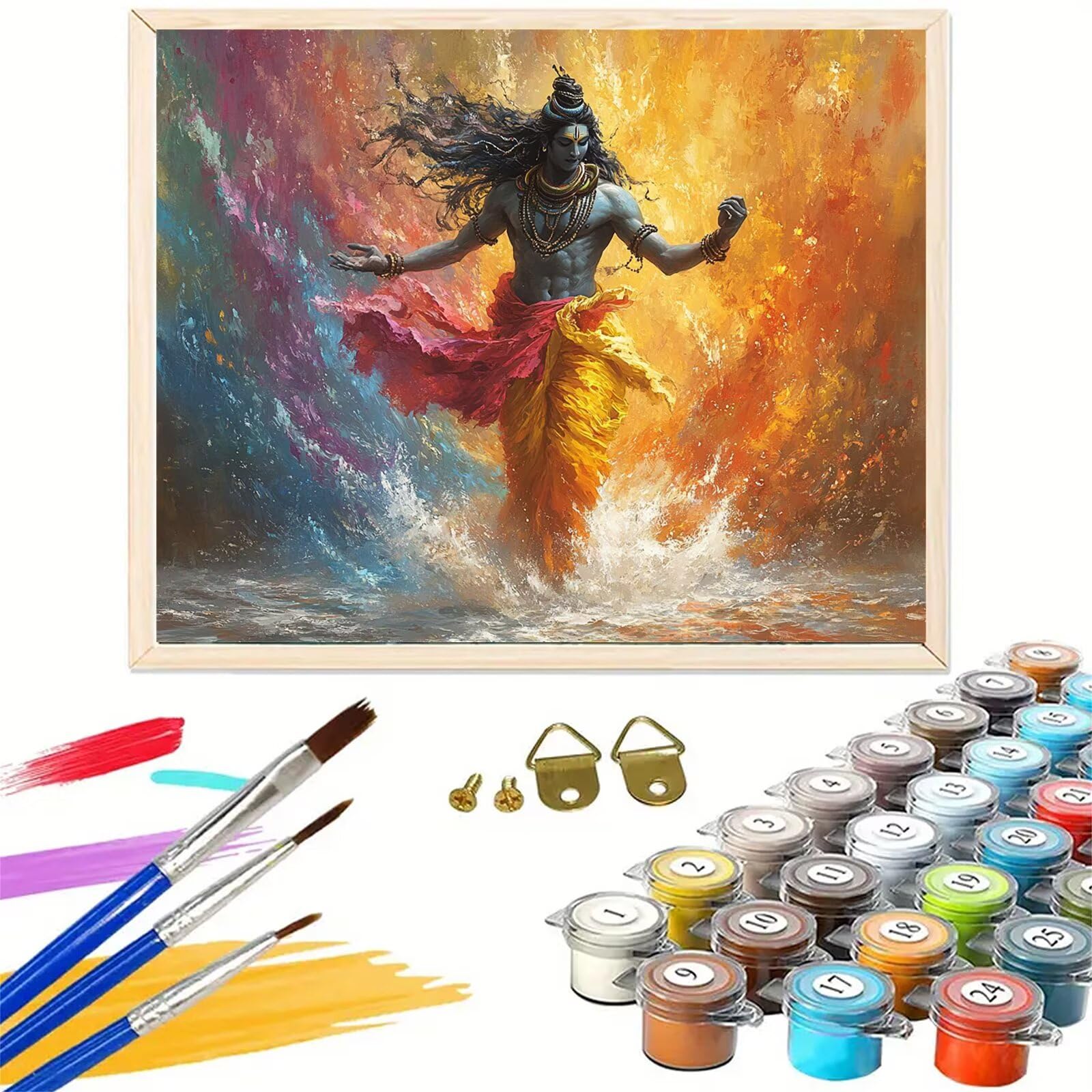 Dipingere Con i Numeri Adulti India Dipingere con i Numeri con Telaio 90 x 120 cm,Religione Paint by Numbers con Vernici e Pennelli, Kit di Pittura a Olio Fai-da-Te per Decorazioni Casa Regalo,kk-753