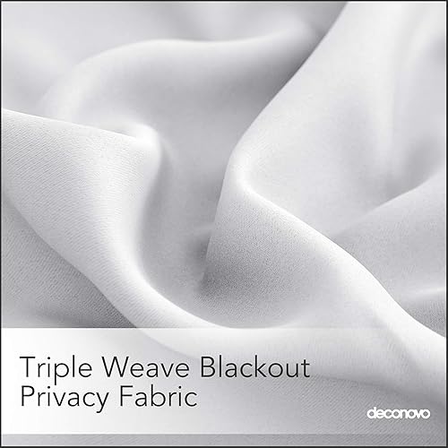 Miniatura 6 de Deconovo Cortinas divisoras de habitación para oficina (8.3 pies de ancho x 8 pies de alto, 1 panel, blanco grisáceo) cortinas insonorizadas para