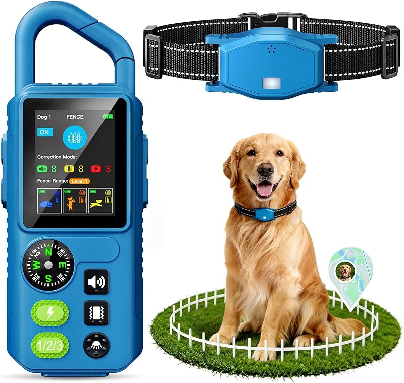 Valla inalámbrica para perros, valla invisible y eléctrica para perros | Valla inalámbrica 5 en 1, collar de adiestramiento para perros | Alcance de cerca de hasta 394 pies, distancia de entrenamiento de hasta 3300 pies, con control remoto