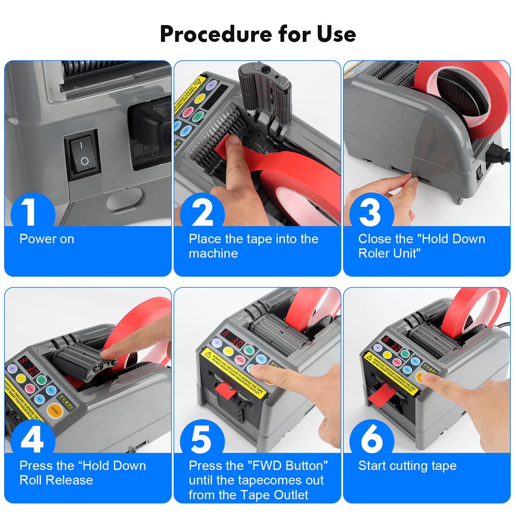 Macchina da taglio a nastro, dispenser automatico di nastro, larghezza nastro 6-60 mm, lunghezza 5-999 mm nastro trasparente/nastro biadesivo, taglierina con manuale e automatico, ideale per lavoro e