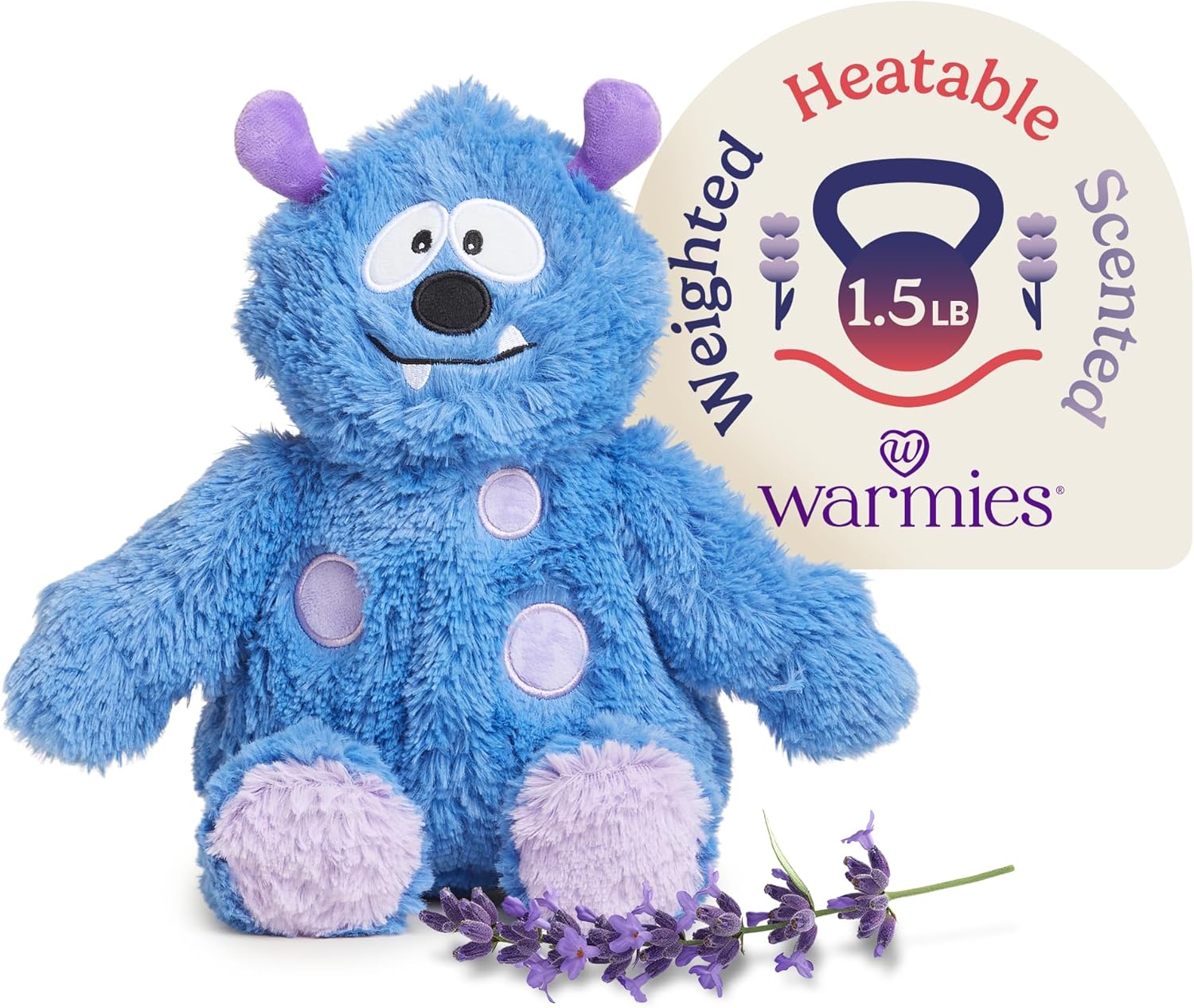warmies Microwavable & Weighted Stuffed Animals, Blue Monster - Heat & Chill Therapy Animal Heating Pad - Hugging Comfort Weighted Plushies for Adults & Children (Boys, Girls, Babies & Toddlers)
