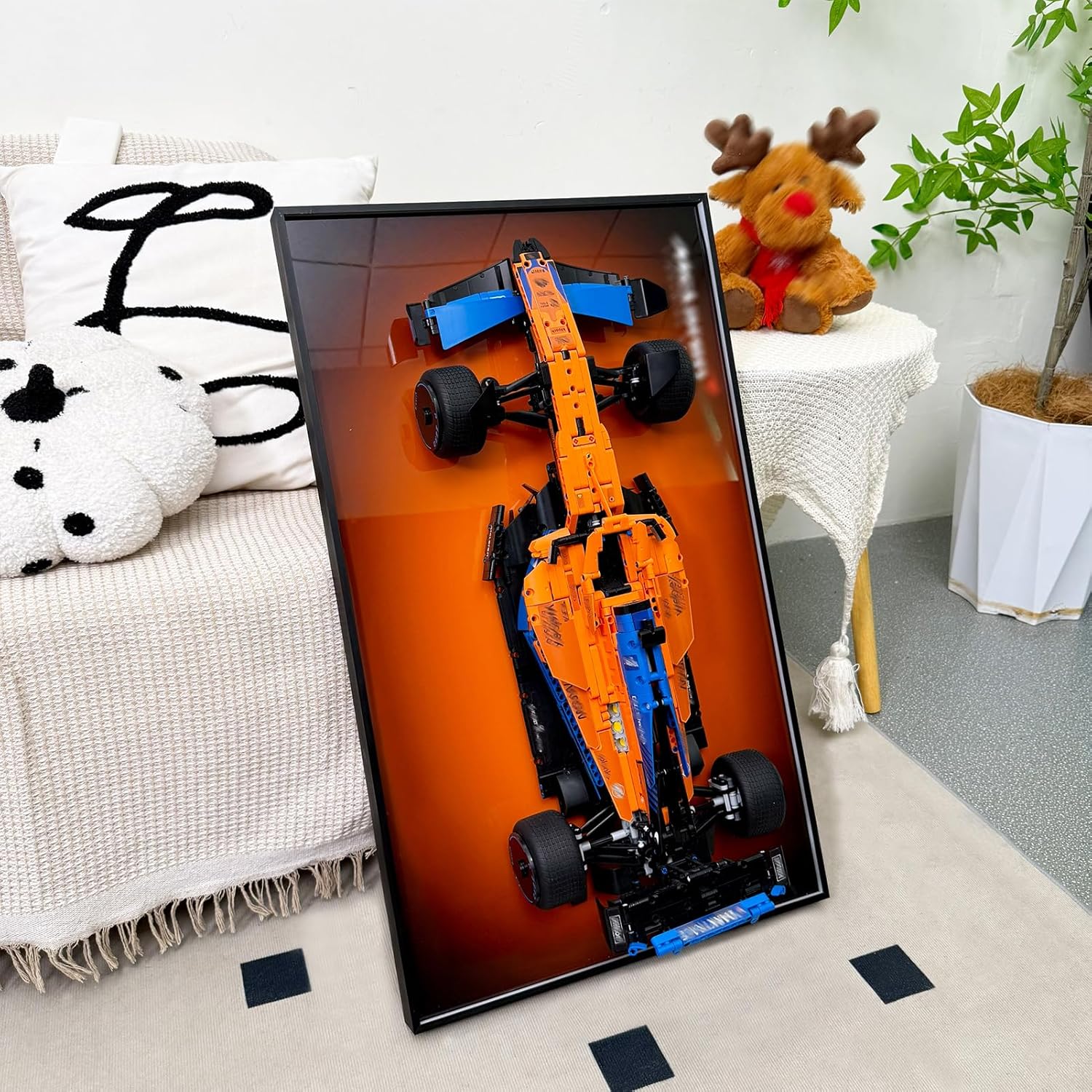WETCEAOM Display Wallboard Compatible with Lego Technic 42141 McLaren 2022 Replica Race Car Display Frame, Gift Ideas Compatible with Lego Car Wall Mount Fans, Only Display Wallboard