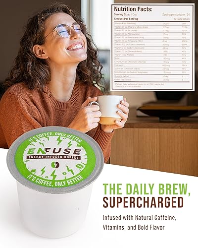 Miniatura 4 de EnFuse, café infundido con energía saludable y 15 nutrientes esenciales, café gourmet de tostado medio impulsado con B6, B12, extracto de té verde y
