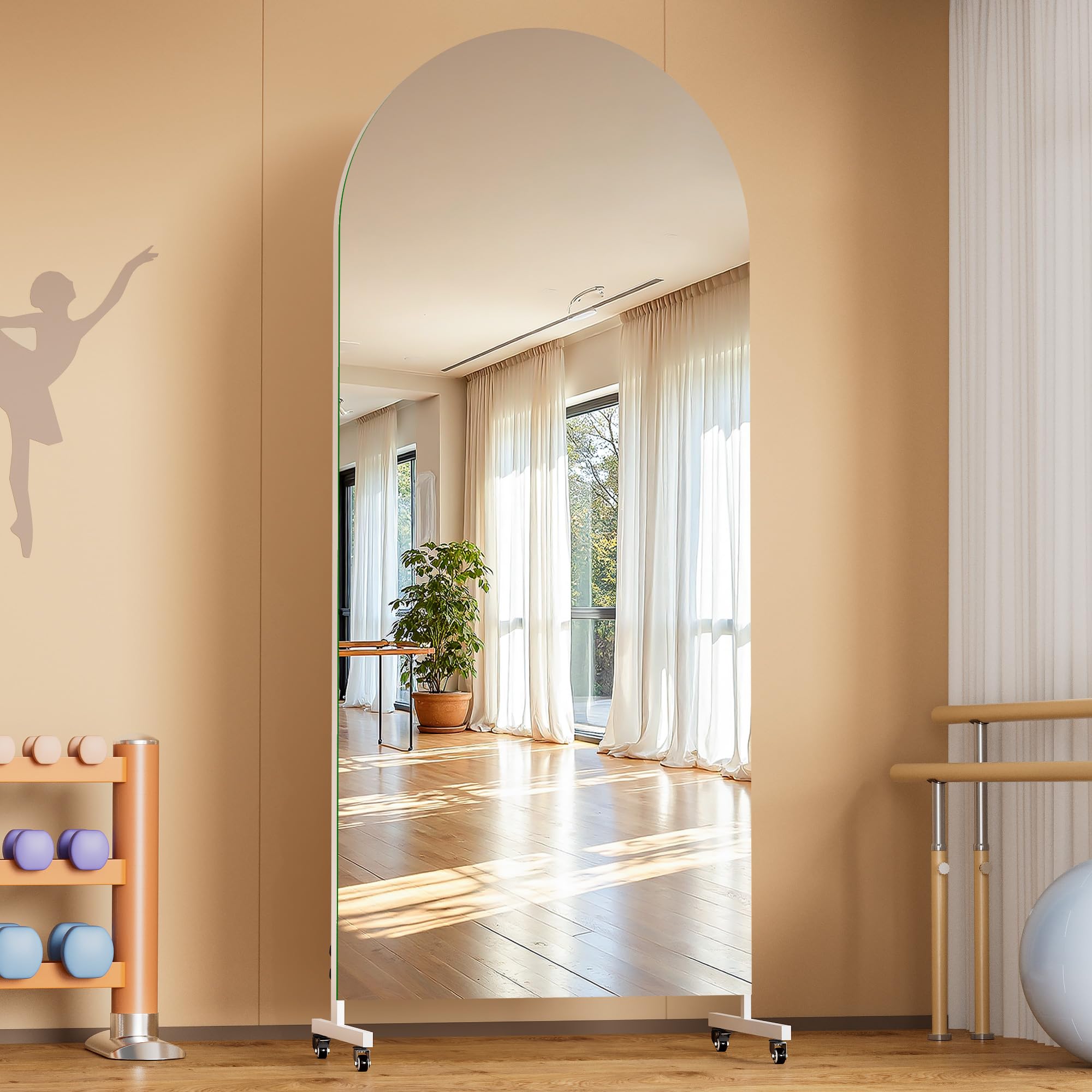 View 1 of ***TRUCK/TRAILER PICKUP ONLY***Hasipu Arched Full Length Mirror on Wheels 75" x 28"