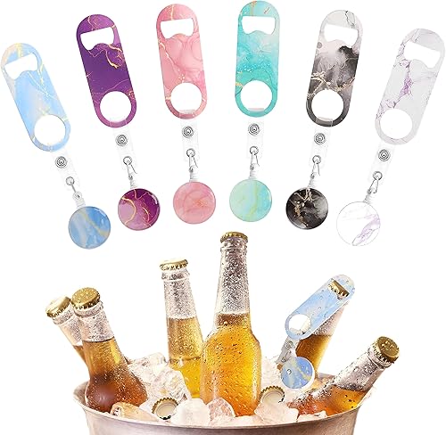 6 abrebotellas plano con clip para cinturón, mini abridor retráctil de botellas de cerveza de acero inoxidable para cocina, restaurante, fiesta,