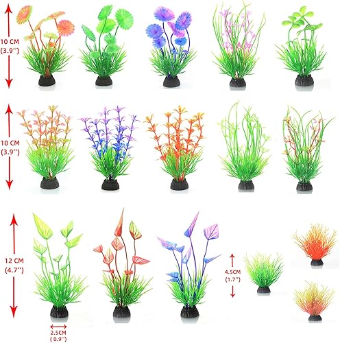 Miniatura 4 de 16 piezas de decoración de peceras de hierba, plantas de decoración de acuarios, peces betta, accesorios de tanque de tortugas, kit de algas marinas