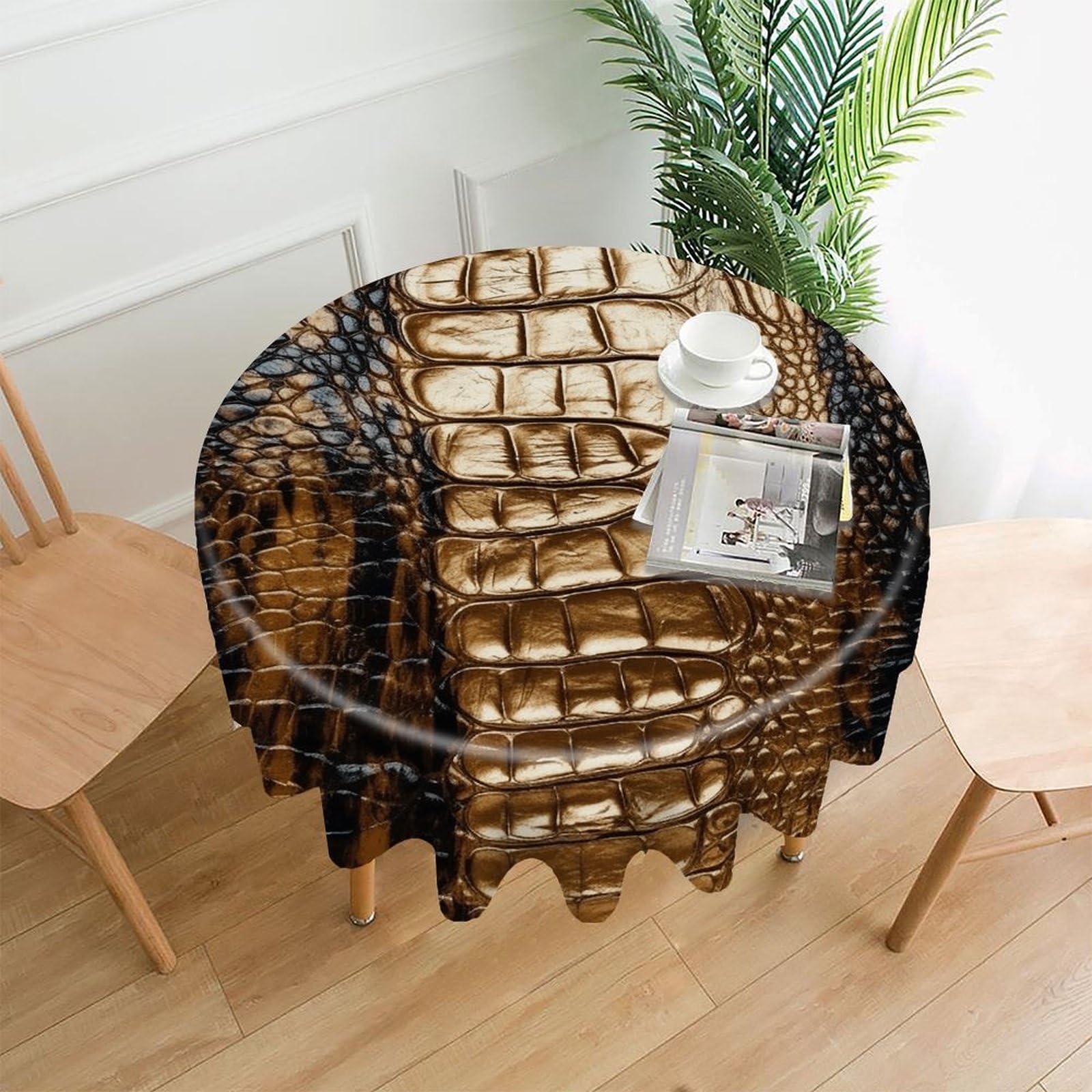 FekiLoot Animal Skin Pattern Round Tablecloth Cover 60 Inch Wrinkle Free Washable Polyester Fabric Table Cover Decorative Round Table Cloth for Home Dining Kitchen Party Farmhouse