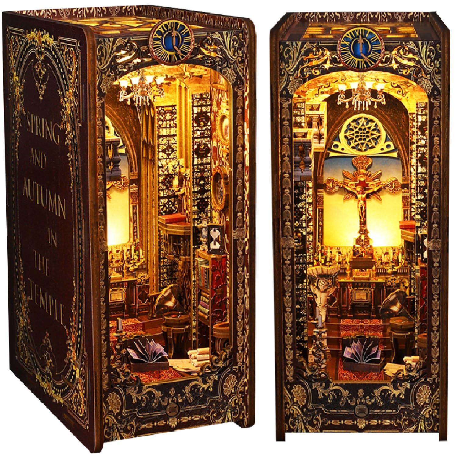 CRIOLPO DIY Book Nook Kit per Casa Delle Bambole Fai da Te in Miniatura Kit di Costruzione di Modellini con Mobili e Luce LED in Legno Book Scaffale Inserto Decorazione Regalo Creativo per Adolescent