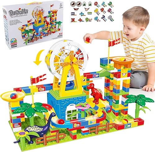 Marble Run Big Building Blocks, 255 piezas, pista de carreras para niños, juguete educativo STEM para niños de 3 a 8 años, juguetes de Navidad para