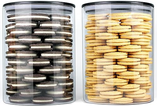 Miniatura 8 de Urban Green Tarros de vidrio con tapas negras, juegos de almacenamiento de alimentos de vidrio con tapas negras herméticas, juegos de recipientes de