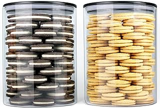 Urban Green Glass Jars with Black Lids, Glass Food Storage Canister with black lids, Pantry Flour Jars, Large Size Food Storage Containers set (2 Sets of 100oz)