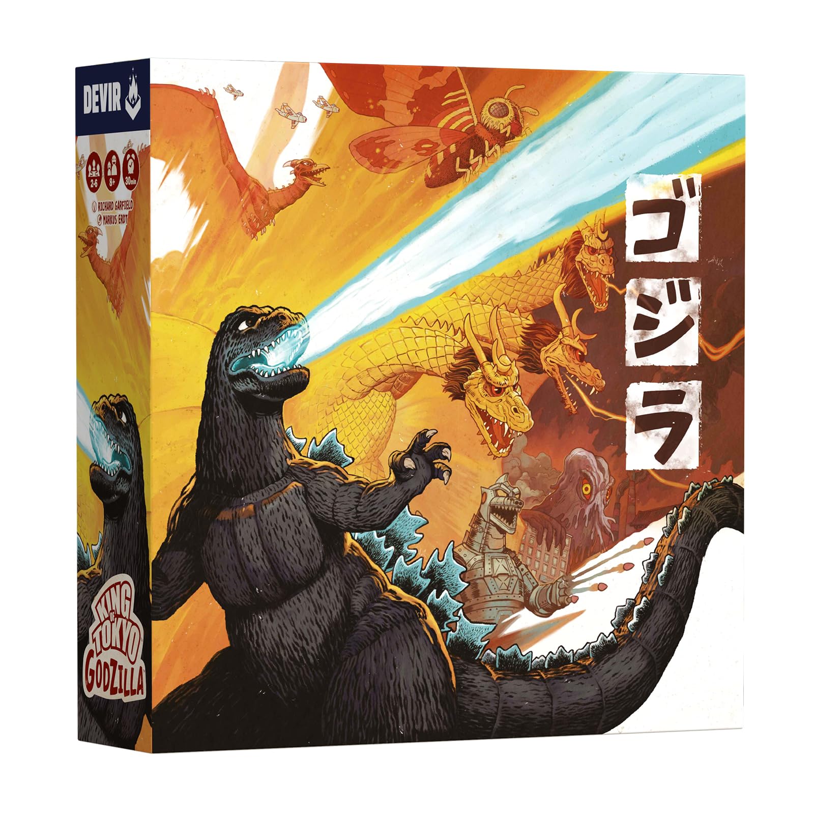Devir King of Tokyo Godzilla Kaiju Monster Strategy Board Game Collectible Edition with Power Up Expansion for 2 to 6 Players Spanish Version
