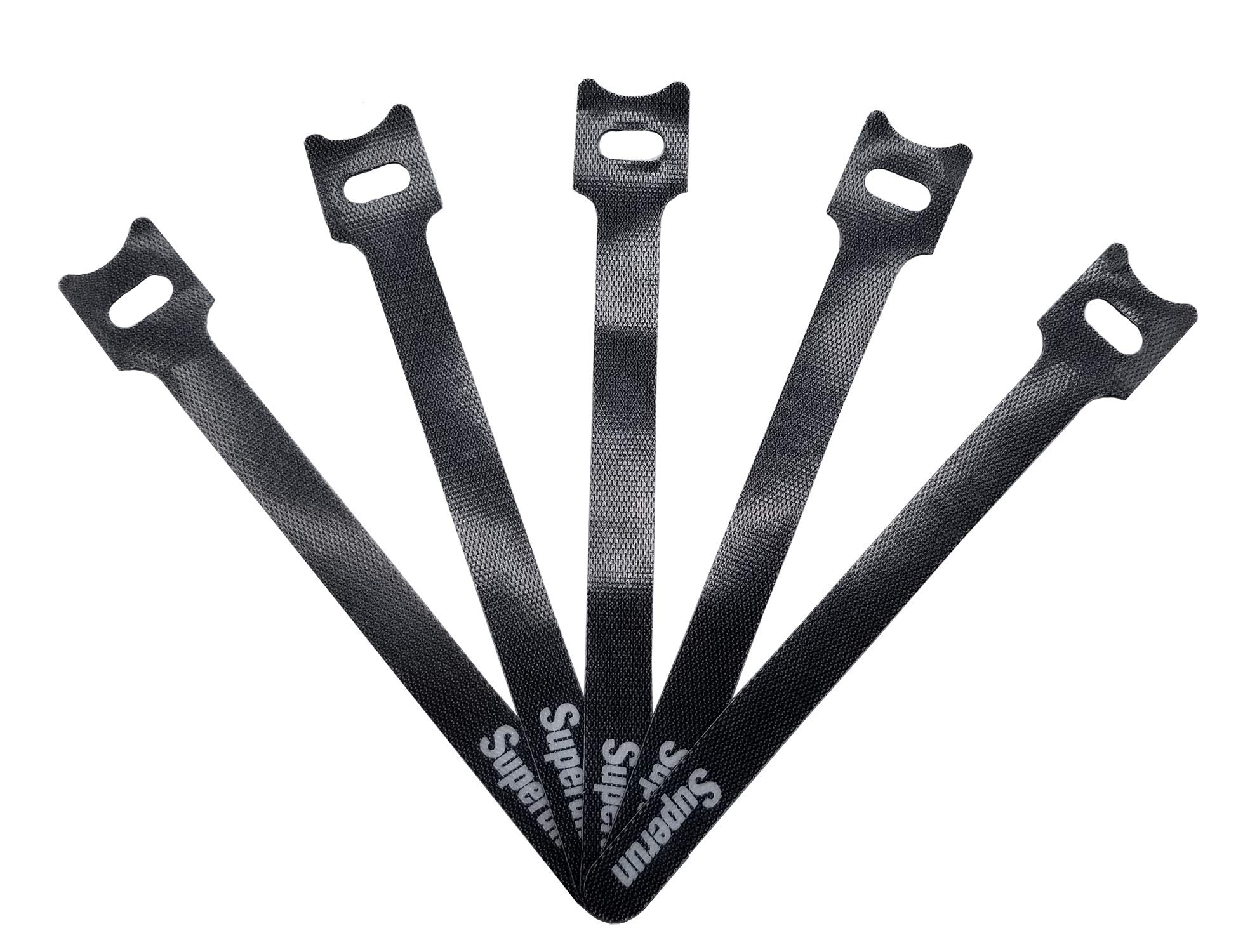 Superun 50pcs Black 8 inch Reusable Cord Organizer Cable Ties, Fastening Hook and Loop Wire wrap Management-image-47