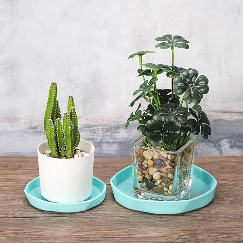 Miniatura 5 de PATIKIL Platillos para macetas de 5.7 pulgadas, paquete de 5 bandejas de goteo redondas hexagonales de plástico para interiores y exteriores, color