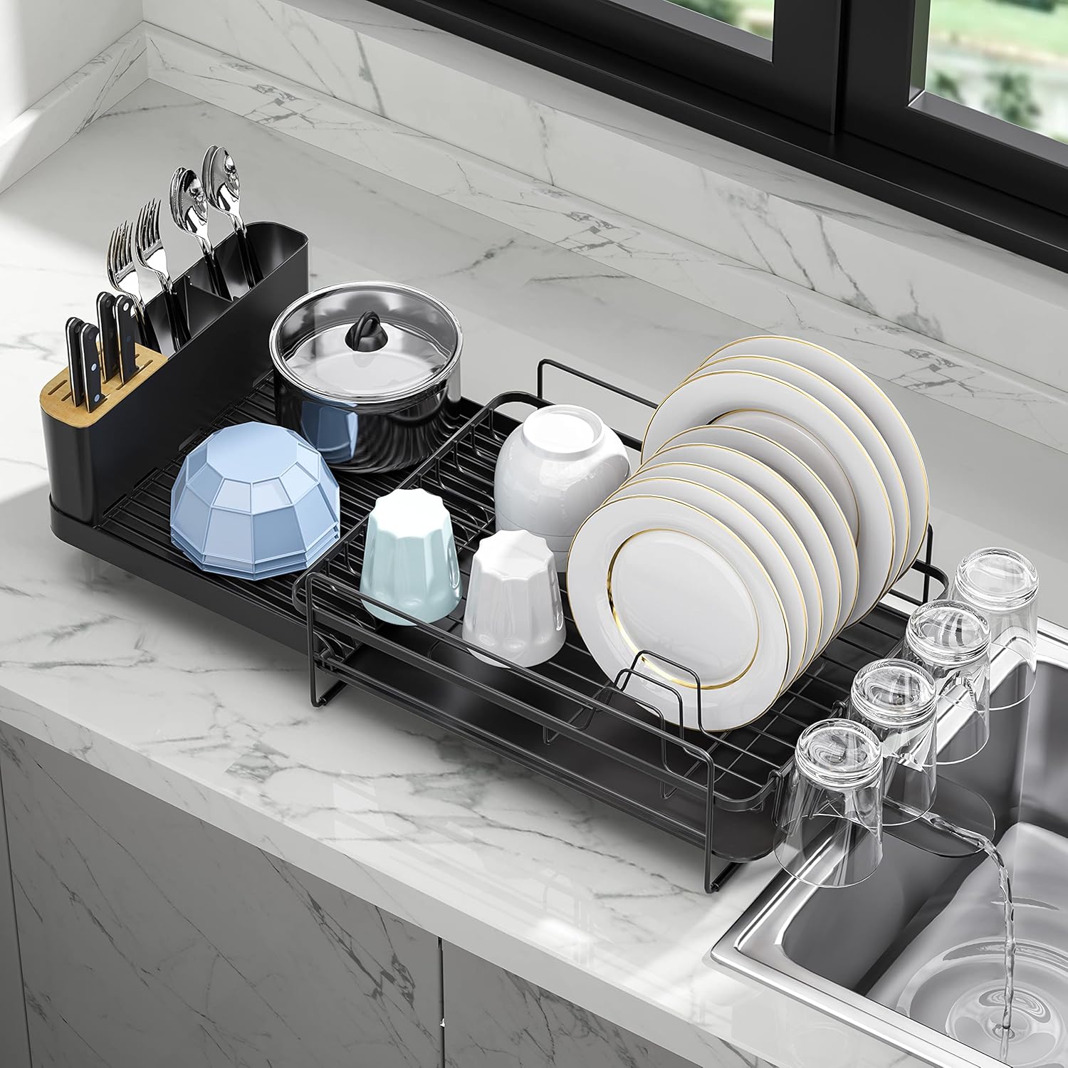 TOOLF Dish Drying Rack, Expandable Dish Drying Rack with