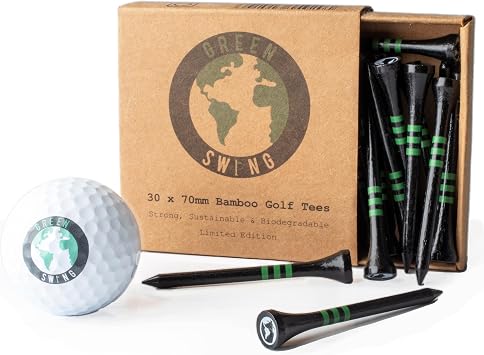 Green Swing Bamboo Golf Tees 70mm | Strong Sustainable Biodegradable | 30pcs
