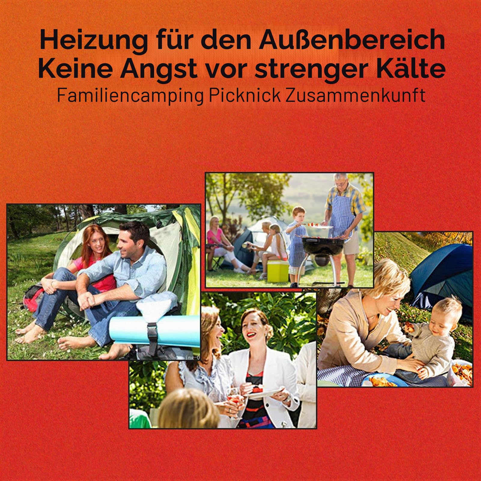 Tragbare Gasheizung Campingheizung für Zelt, Camping, Kochherd, 1,3 kW, 90 g/h, 2-in-1 Butan-Flüssiggasheizung, Brenner, tragbarer Outdoor-Gas-Heizstrahler für Camping, Angeln, Zelt, Zuhause