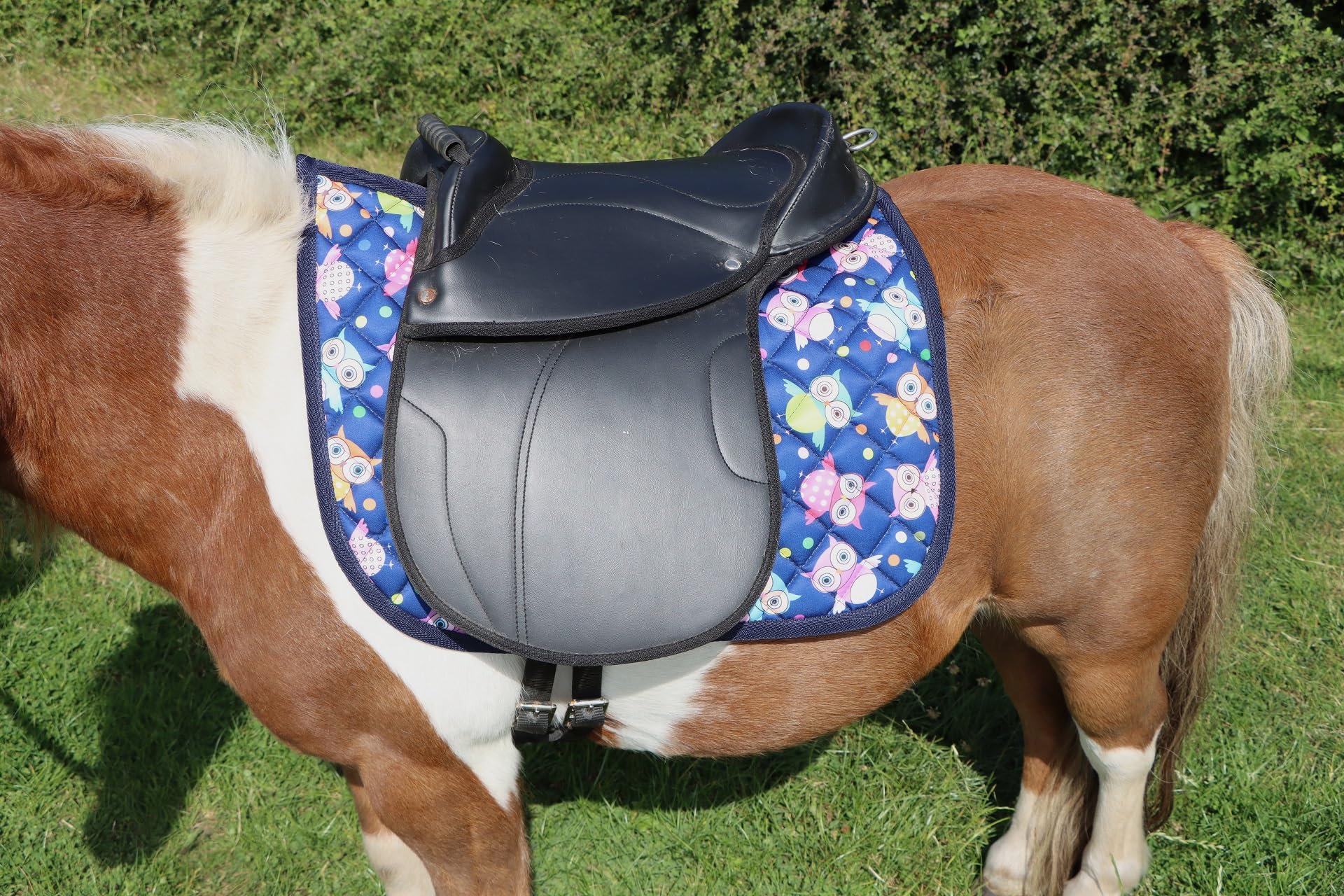 Ruggles Cub Saddle Pad with girth loops | Quilted Cotton | Pony Saddle Cloth (Owl Print)