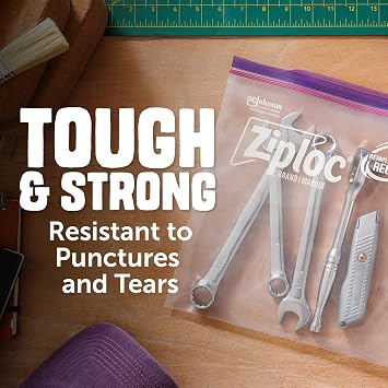 Ziploc Heavy Duty Gallon Storage Bags, Reusable Large Bag for Food, Tools, Craft, and Clothing Storage, 10 Count