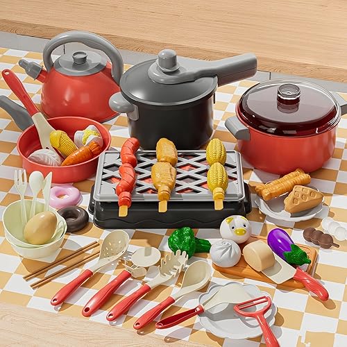 Miniatura 7 de 61Pcs Accesorios de juguete de cocina para niños (rojo)