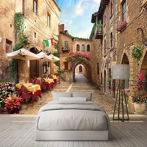 Miniatura 3 de Murales de pared 3D europeos 3D de pueblo pequeño, pintura italiana de estilo italiano, panorámica, decoración de pared para sala de estar,
