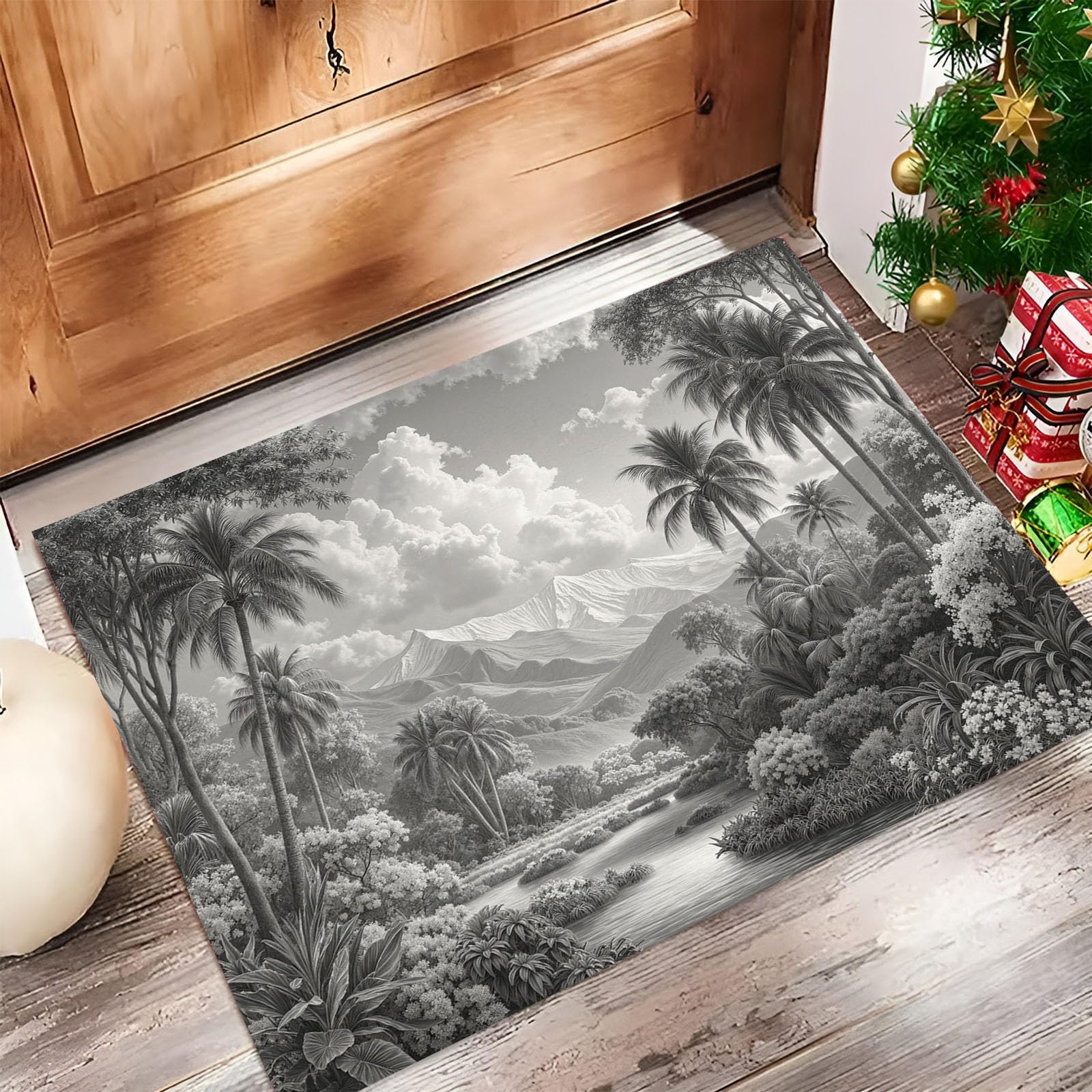 Paillasson forêt tropicale gris et tapis sol respectueux de l'environnement