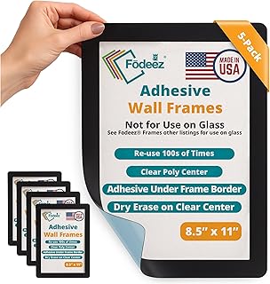 8.5 x 11 Adhesive Wall Frames - Peel & Stick Picture Frames, Wall Sign H...