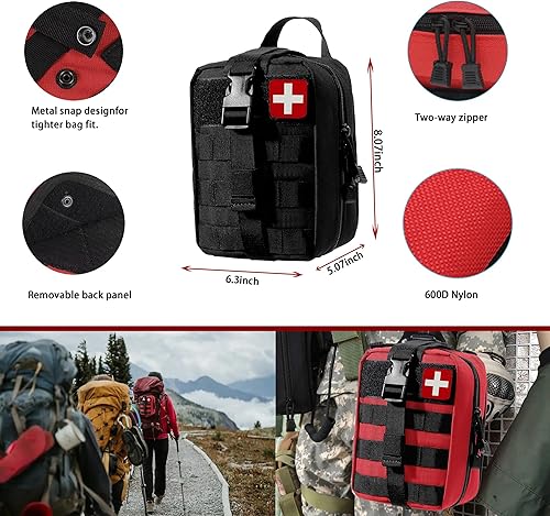 Miniatura 3 de Juego de 293 piezas Kit de primeros auxilios Molle Bolsas de supervivencia de emergencia adecuado para actividades al aire libre, hogar, escuela,