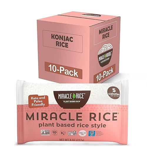 Miracle Noodle Miracle Rice - Arroz Shirataki a base de plantas ceto vegano sin gluten bajo en carbohidratos paleo sin lácteos bajo en calorías 8