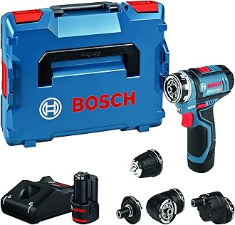 Bosch Professional 12V System Cordless Drill Driver GSR 12V-15 FC (2X Battery GBA 12V 2.0Ah, Charger GAL 12V-40, 4X Adapter (GFA 12-B, GFA 12-X, GFA 12-W, GFA 12-E, L-BOXX 102)