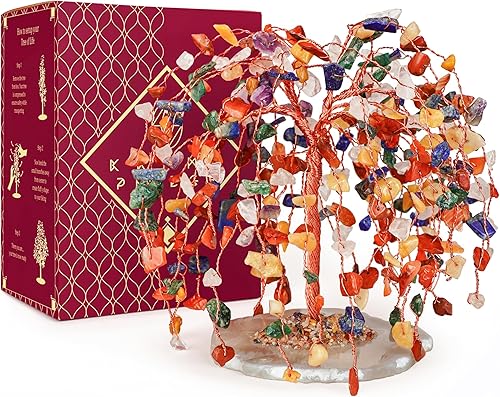 Miniatura 150 de Árbol de la vida de cristal curativo de 7 chakras, árboles bonsái hechos a mano para energía positiva, dinero y buena suerte, árbol para decoración
