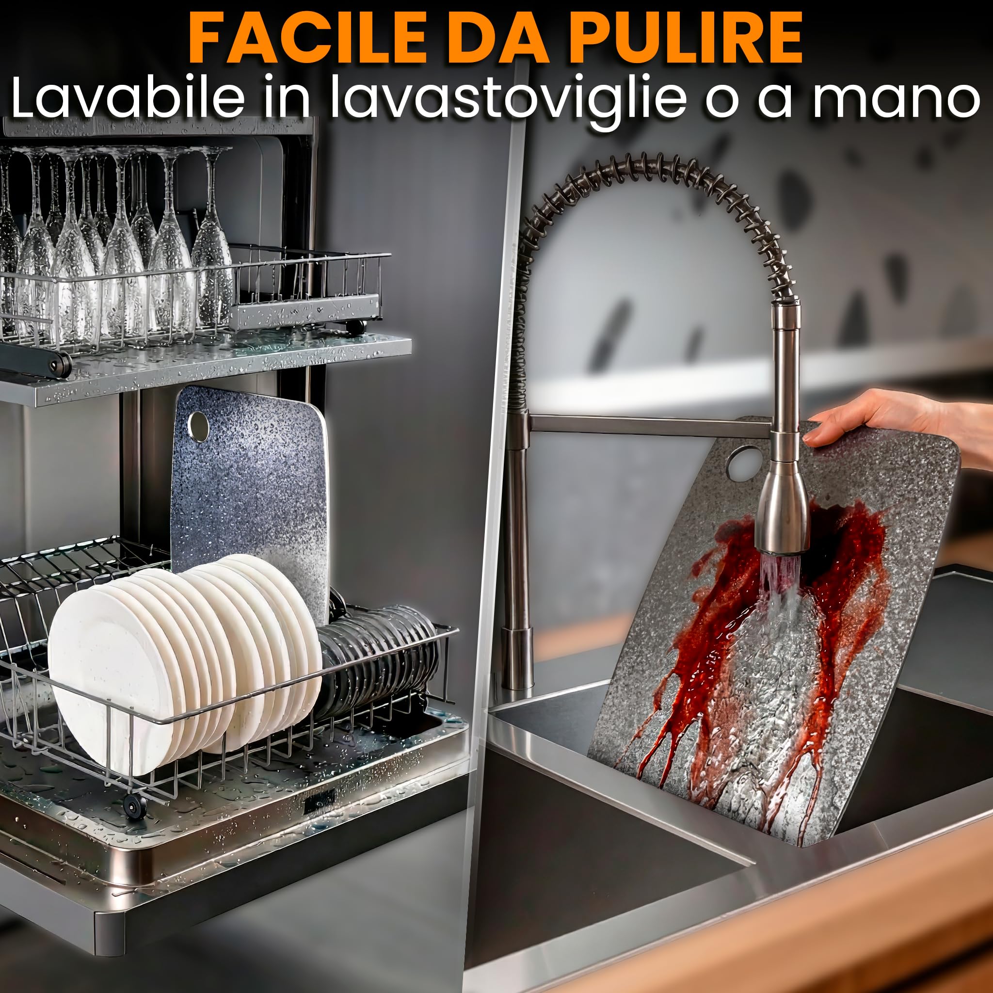 Tagliere in Titanio per Cucina 100% Puro 40x30cm – Tagliere Titanio Doppia Faccia Antibatterico – Taglieri in Titanio per Cucina Ultra Resistente – Titanium Cutting Board Professionale