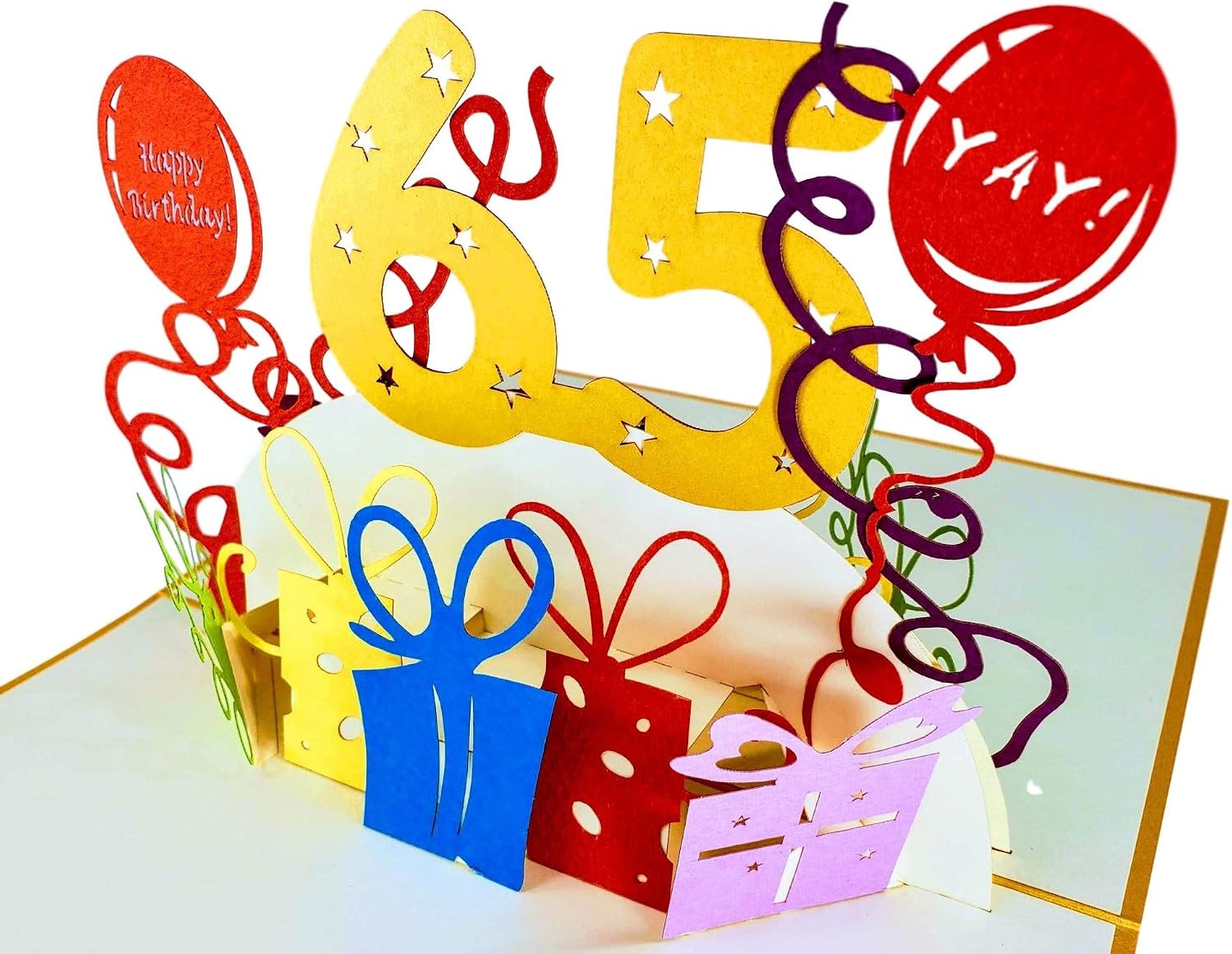 iGifts And Cards Happy 65th Birthday With Lots of Presents 3D Pop Up Greeting Card, Sixty-Five, Awesome, Cute, Fun, Unique - Image 4