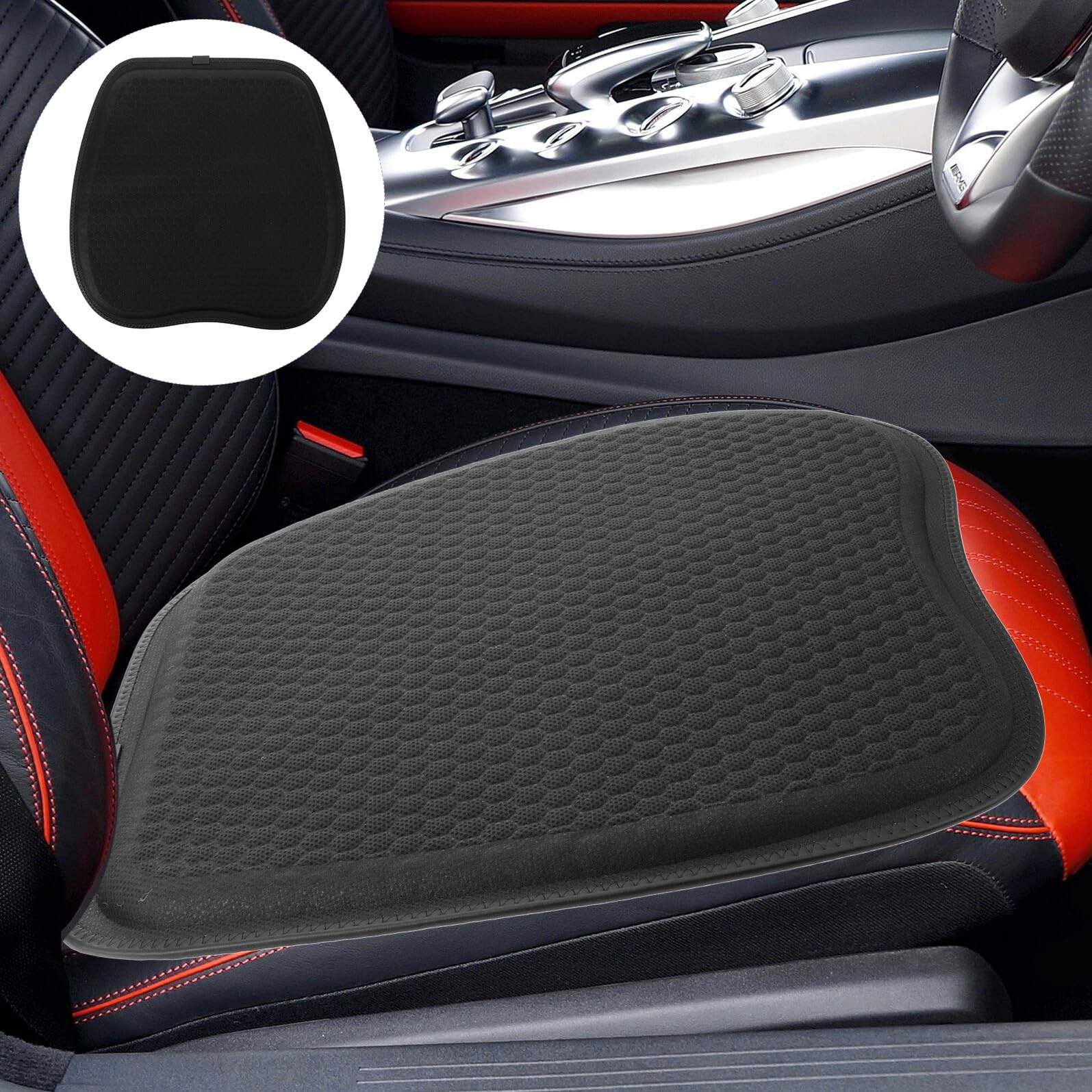 Sommerstimmung Atmungsaktive Autositzauflage mit Gel Leichtes und Elegantes Pu Leder Sitzkissen gegen Feuchtigkeit für Bequemen Autositz im Sommer