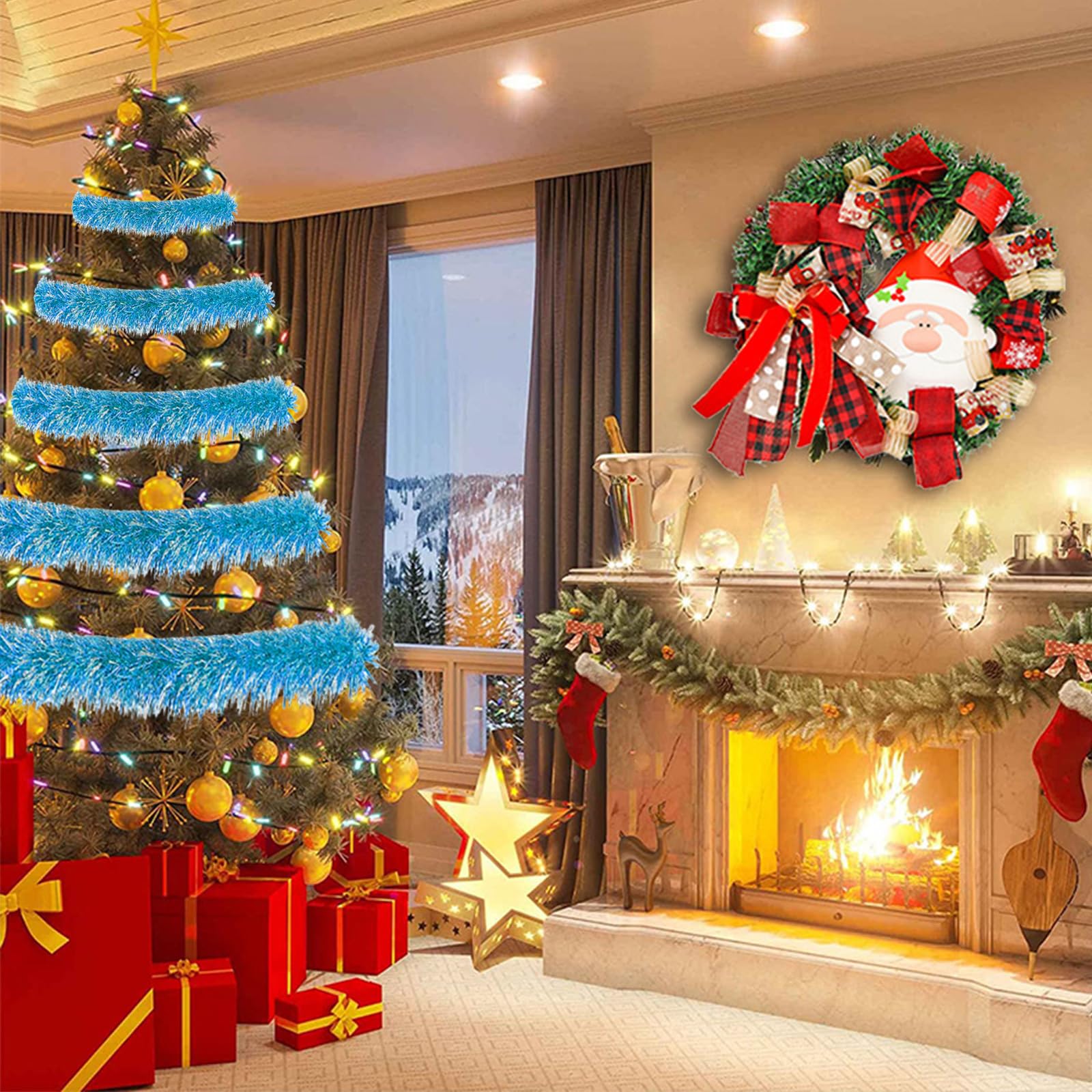 Weihnachtsdeko Girlanden Blau