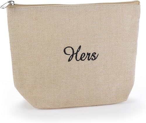 Hortense B. Hewitt Accesorios de boda forrado yute natural bolsa de cosméticos, 10 x 7 pulgadas, suya