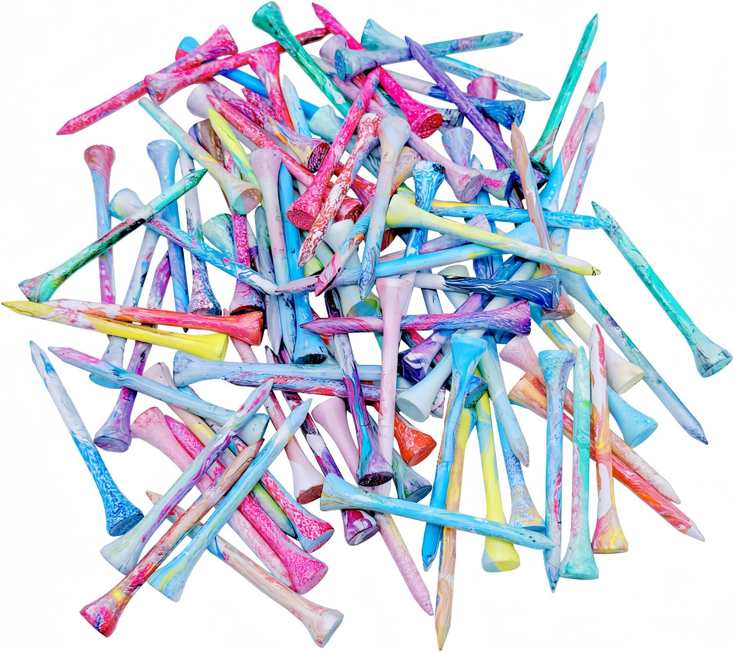 Golf Tees Multiple Colors Mixed Size Package, 100pcs Professional Bamboo/Wood Golf Tees, Size 3-1/4", 2-3/4" & 1-1/2" Reduce Friction and Resistance