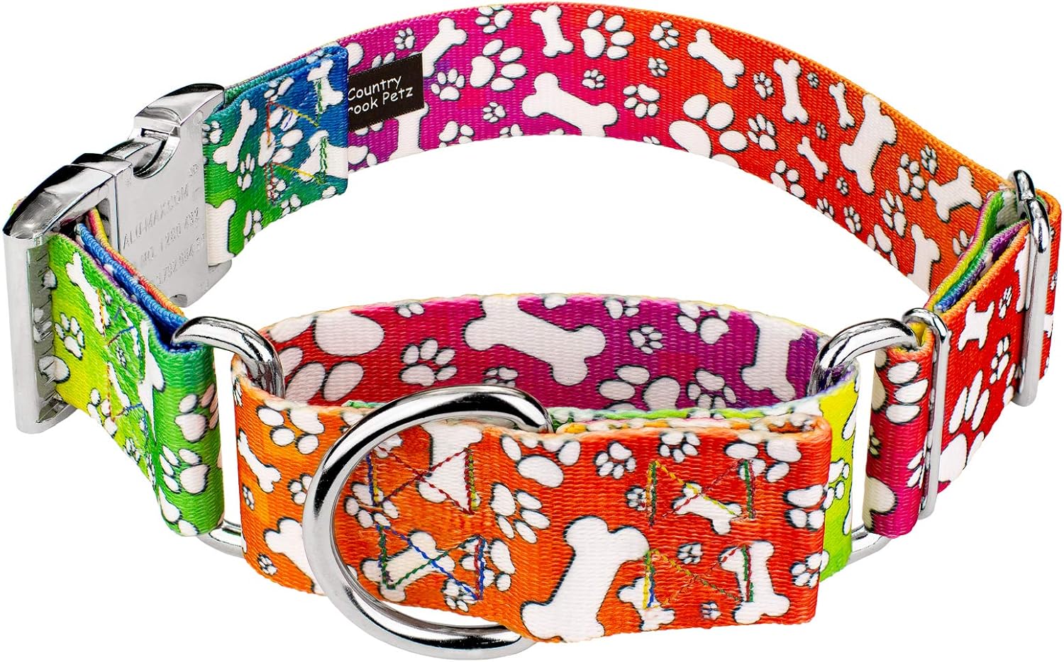 Country Brook Petz - HossFit Jr Wide Martingale with Premium Buckle - Groovy Collection Featuring Far Out Designs (Trippy Doggo, Extra Large)