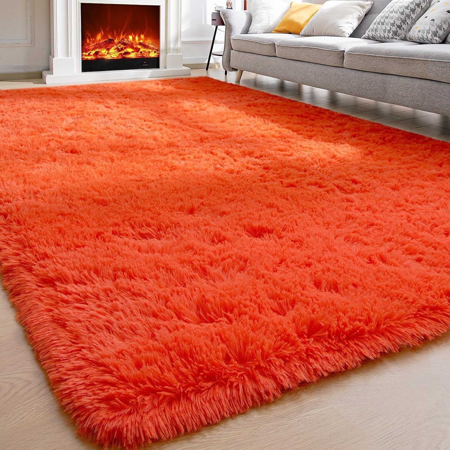 Oxford Homeware Area Rugs Living Room Large 160x230 cm – Rust Rugs for Bedroom, Lounge – Super Soft Non Slip Rug Washable Modern Floor Carpets for Bedside